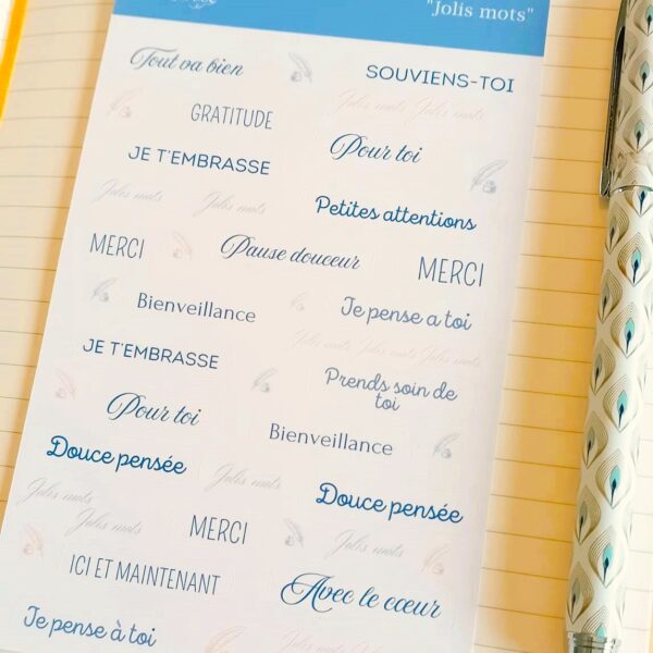 Planche de stickers « Jolis mots »