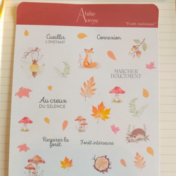 Planche de stickers « Forêt intérieure » nature et introspection
