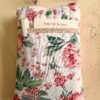 Housse de livre artisanale fleurie style jardin anglais avec poche extérieure et fermeture bouton